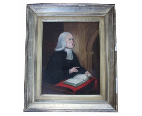 English School (19th century), Oil on canvas, Portrait of a Vicar in a pulpit, Unsigned, 37cm x 29cm, Framed