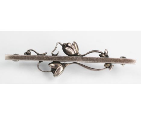 A Georg Jensen sterling silver brooch number 278, of stylised floral design, stamped marks verso, 58mm long