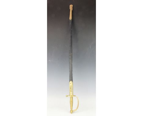 An 1840 pattern American Civil War NCO style sword, the 80cm blade stamped 'U.S, DFM 1863' the guard also stamped DFC, with l