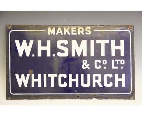 A W. H. Smith & Co of Whitchurch vitreous enamel advertising sign, 36cm x 61cm