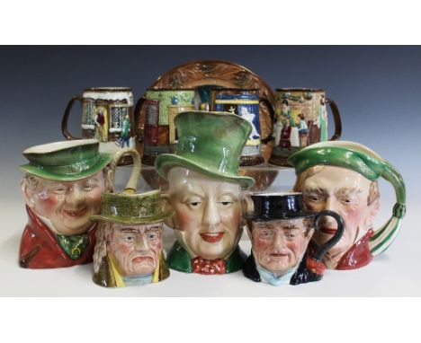 A selection of Beswick ceramics, comprising a Romeo and Juliet moulded plate 31cm, a Peggotty teapot and cover 1116, three la