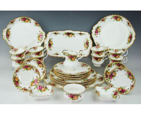 A Royal Albert Old Country Roses pattern part tea and dinner service, fifty eight pieces 