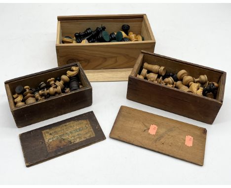 Three vintage wooden chess sets in the Regency style - one set with replacement black knight