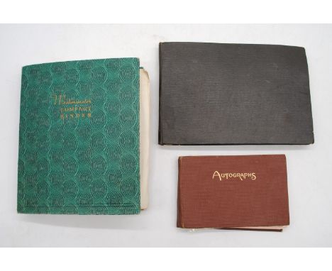 An album of vintage birthday cards, along with an album of vintage floral postcards and an autograph book, including signed p