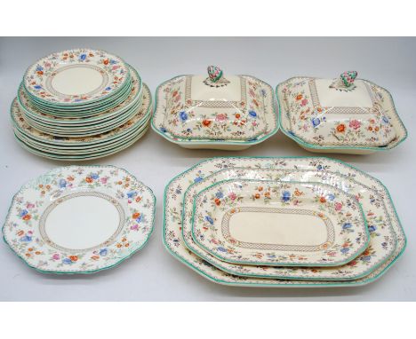 A quantity of Spode ceramics, including 'Royal Jasmine' part dinner service, 'Audley' part tea service, 'Christmas Rose' cups