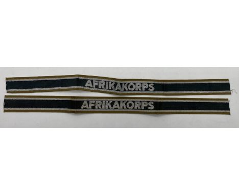 Two WW2 German DAK Afrikakorps Tunic Cuff Title, full length cuff title, 45 cm