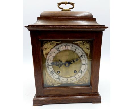 A vintage Franklin & Hare mahogany cased bracket clock 21cm wide 28cm high.