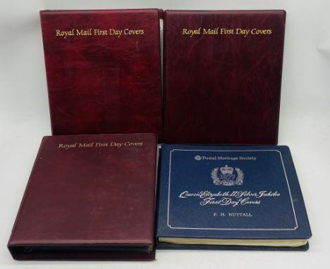 Three albums of Royal Mail First Day Covers, along with an album of Nations Around The World in Honour of the 25th Anniversar