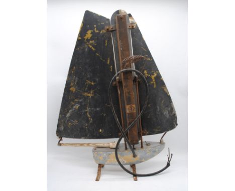 A 1930's Art Deco Bunting yacht lamp with chromium-plated sails, A/F - height 77cm