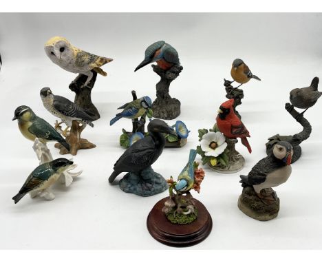 A collection of ceramic bird figurines including Arden Sculptures etc.