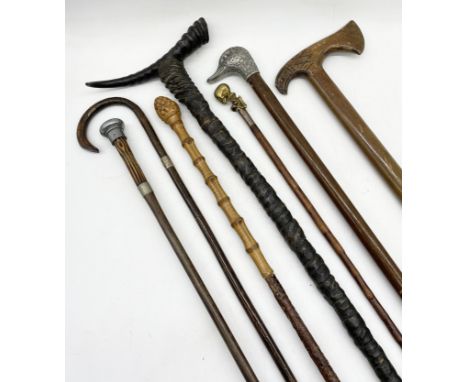  A collection of antique and vintage walking sticks