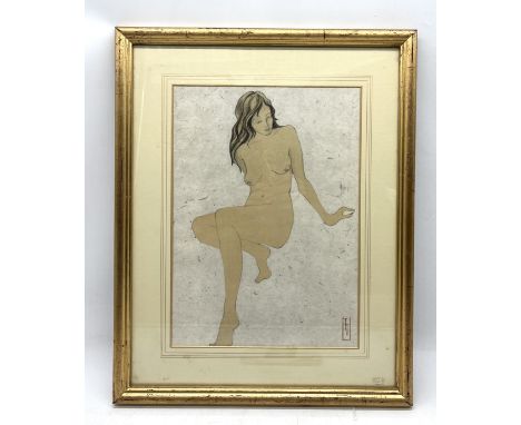Therese Theodas (20th century) framed sketch of a nude lady, monogrammed to lower right 