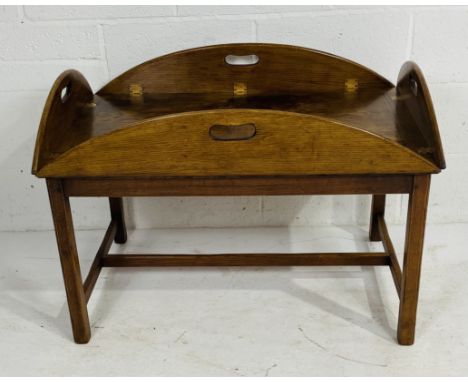 A vintage butlers tray on stand - height 65cm, width 91cm, depth 59cm