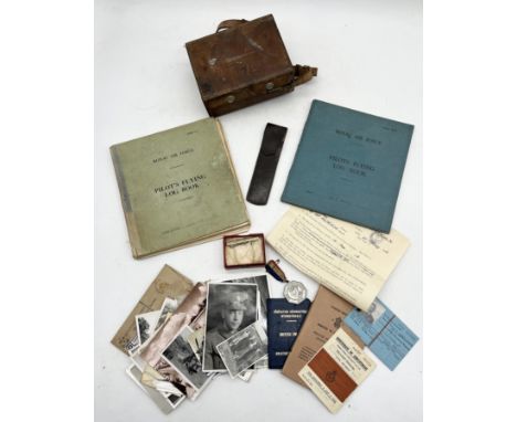 A collection of items relating to Pilot Ralph Thomas Sage including his Pilot's Flying Log Book complete with all flight deta