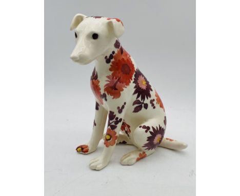 An Emma Bridgewater "Bright Dahlias" ceramic dog, by Dido Crosby - height 34cm 
