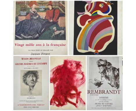 A collection of 1960's and 70's original french art and film posters including Vingt Mille ans à la Française directed by Jac