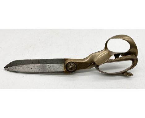A pair of brass handled tailor's shears by T Wilkinson & Son Sheffield, length 31cm
