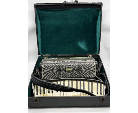 A Paolo Soprani Castelfidardo Italian piano accordion with curved keys