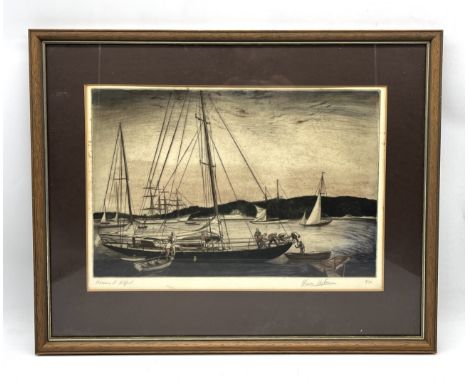 Edward Bouverie Hoyton (1900 - 1988) "Morwenna of Helford" coloured etching signed in pencil and numbered 4/75 - 63cm x 51cm