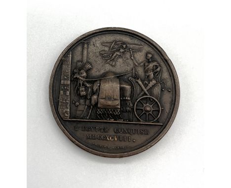 A Napoleon Bonaparte Conquest of Egypt 1798 bronze medallion, by Jouannin, Denon & Brenet, Paris