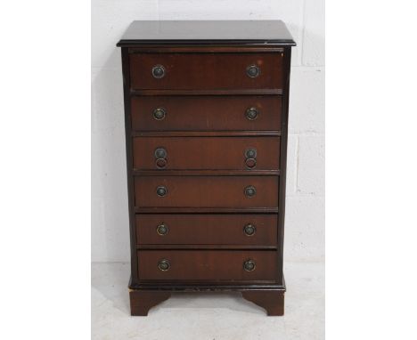 An antique style chest of six drawers, raised on bracket feet - length 48cm, depth 32.5cm, height 85.5cm