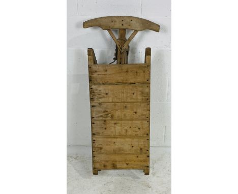 A vintage hand-built wooden sledge - length 125cm