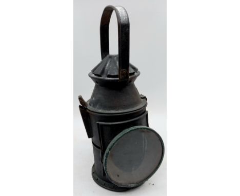 A vintage southern railway lamp (no burner), 37cm high.