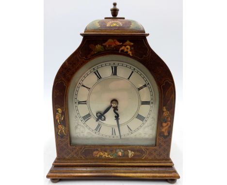 A Vintage Smiths mantle clock with chinoiserie decoration, astral platform, model 277, 18cm wide, 28cm high.