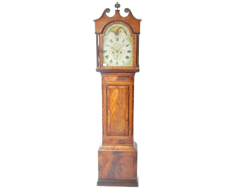 A 19th Century Victorian antique mahogany cased 8 day longcase grandfather clock by Jas. Slade of Trowbridge having a hand pa