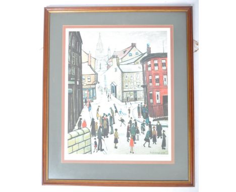 Laurence Stephen Lowry - LS Lowry (1887-1976) Berwick-upon-Tweed - A framed and glazed signed lithograph print in colour by L