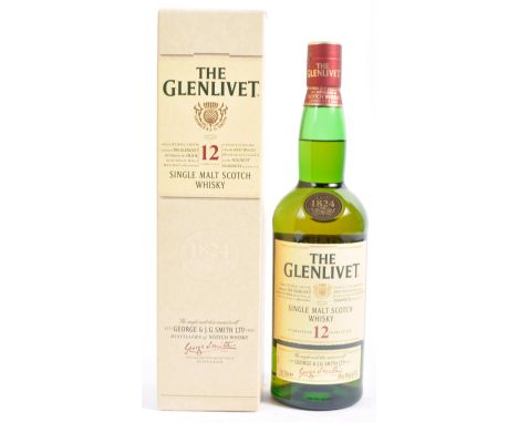 A single bottle of The Glenlivet 12 Years Of Age Single Malt Scotch Whisky 70cl 40%. Complete in original presentation box.