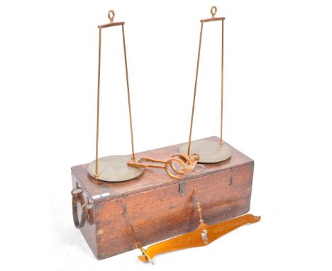 An impressive set of 19th Century Victorian cased ' Standard Scale ' Avery hanging brass balance scales to weigh 56lbs. Origi