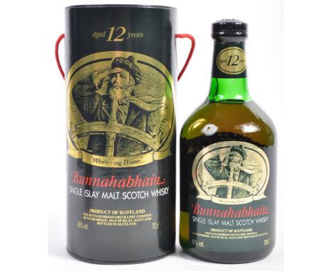 A rare bottle of Bunnahabhain Single Islay Malt Scotch Whisky aged 12 years 70cl 40%. Complete in original Westering Home pre