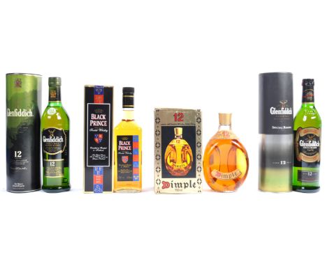 Four bottles of Scotch Whisky comprising a bottle of Glenfiddich Special Reserve aged 12 Years 70cl %40, Glenfiddich Single M