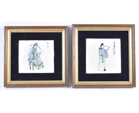 Liberty Of London - A pair of early 20th Century Chinese ceramic hand painted tiles retailed by Liberty &amp; Co London. Both