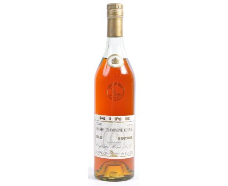 Hine - A vintage French Grande&nbsp;Champagne Cognac&nbsp;Old Vintage Bottle. 70% Proof and 24 FL.OZS. Good level with seal i