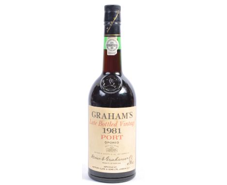 Graham's - A bottle of Graham's Vintage 1981 Port bottled in Oporto Portugal in 1987. Impoted by Matthew Clark &amp; Sons Ltd