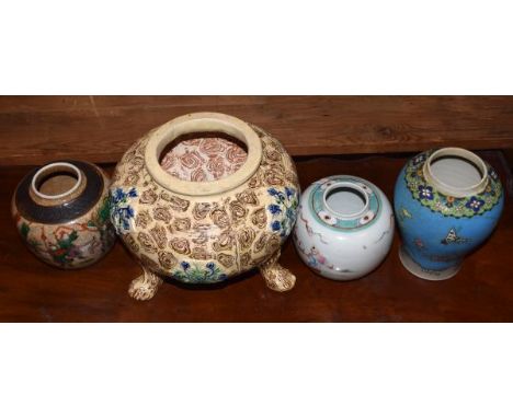 Four various Oriental ceramic vases   Condition: 
