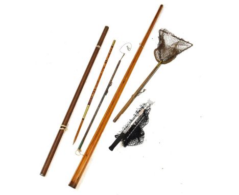 Angling - Vintage Graham & Co Inverness landing net, two vintage wooden rod frames, a modern Solvkroken landing net etc   Con