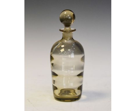 Scandinavian smoked studio glass baluster shaped decanter and stopper   Condition: 