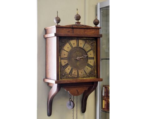 Mid 18th Century longcase clock movement and brass dial by Francis Pile of Honiton, the 27cm square brass dial having Roman n