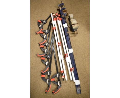 Collection of various sash clamps, lever clamps and other clamps etc   Condition: 