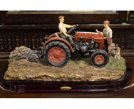 Modern resin figure group - Farmers with tractor   Condition: 