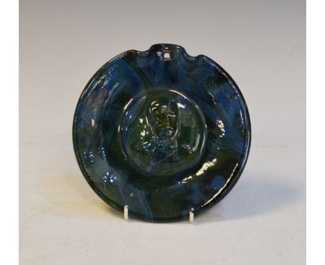 Elton Ware circular blue/green glazed Boer War plaque decorated with a portrait reserve of Field Marshal White, 17.5cm diamet