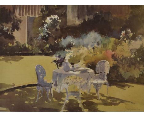 John Yardley - Signed limited edition print - Sunshine In The Garden, limited to 850 copies, signed in pencil and with Fine A