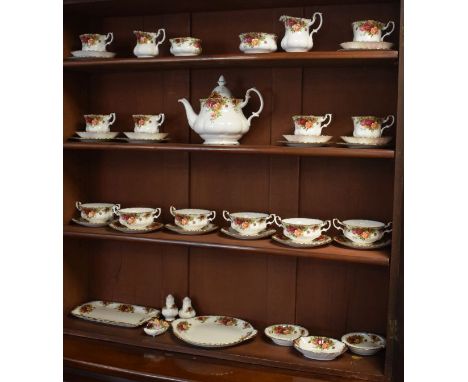 Royal Albert Old Country Roses six person tea service together with six matching soup bowls and saucers and various other ite