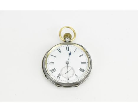 An early 20th century silver cased minute repeating pocket watch, having a white enamel dial with Roman numerals and subsidia