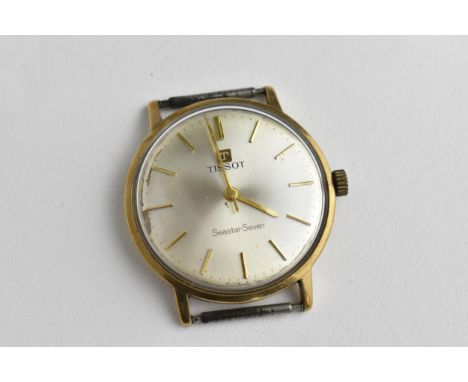 A gents Tissot Sea Star Seven gold manual wind wristwatch with silvered dial having baton hour markers and central seconds wi