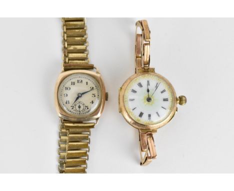 A late 19th/early 20th century Continental ladies 9ct gold cased open faced pocket watch with wristwatch conversion, having a