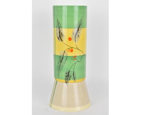A Clarice Cliff 'Kelverne' vase, of cylindrical form, on a splayed foot 25.5cm hCondition: Crazing and two chips to the base 